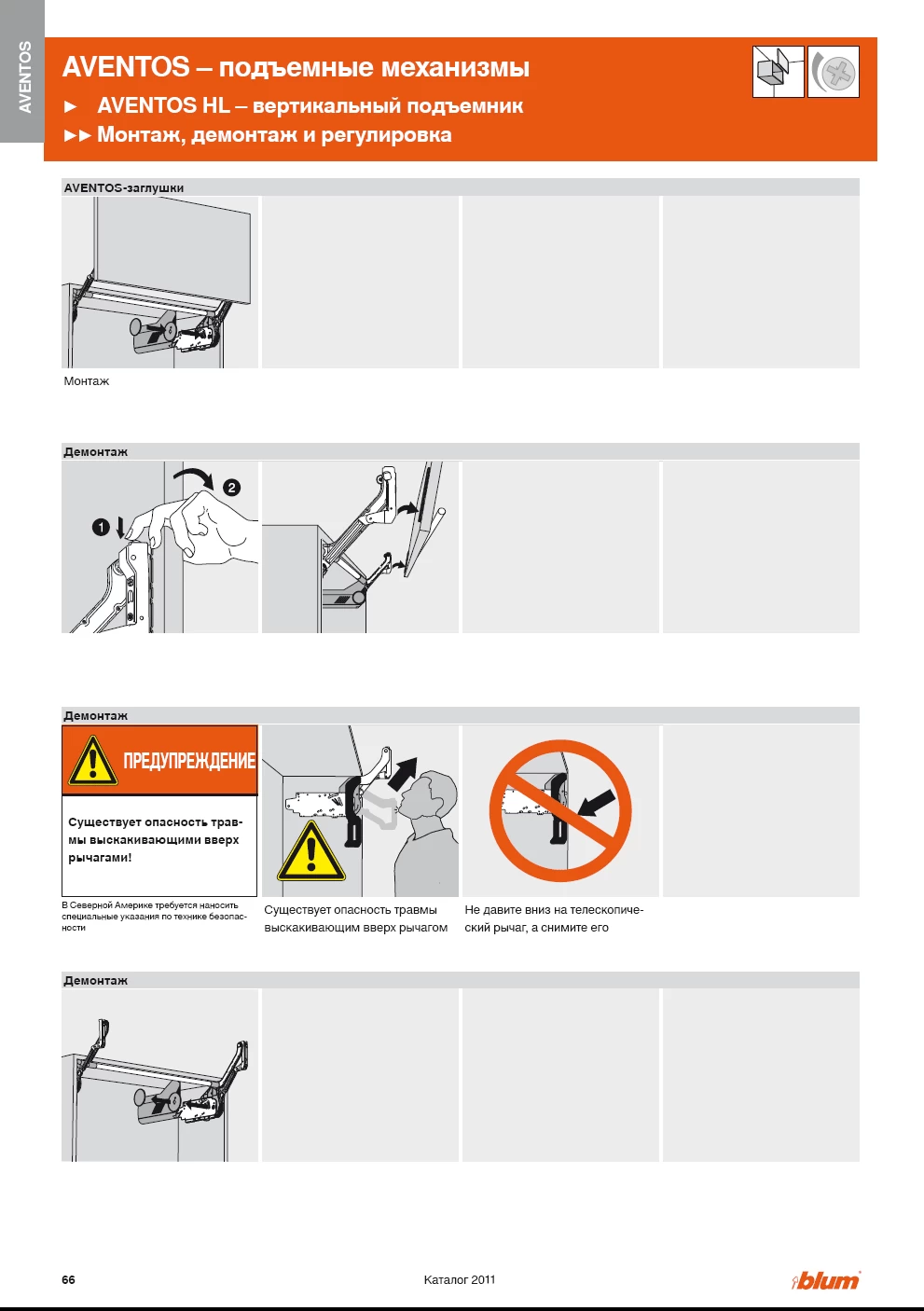 Демонтаж фасадов AVENTOS HL