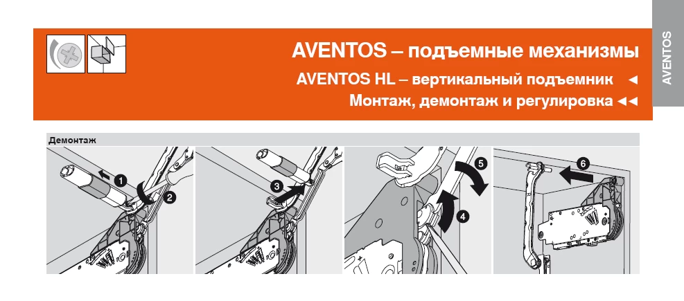Демонтаж рычагов AVENTOS HL