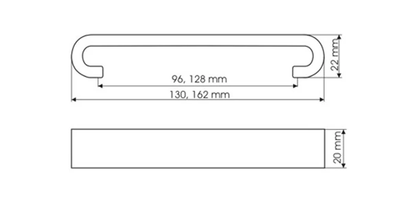 Размеры, чертеж: Ручка US91, Хром матовый. Aseptic Line. GAMET.