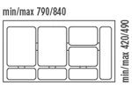 Inoxa 97DA/9012D: максимальные и минммальные размеры нижнего поддона
