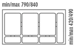 Inoxa 97DA/903: максимальные и минммальные размеры нижнего поддона