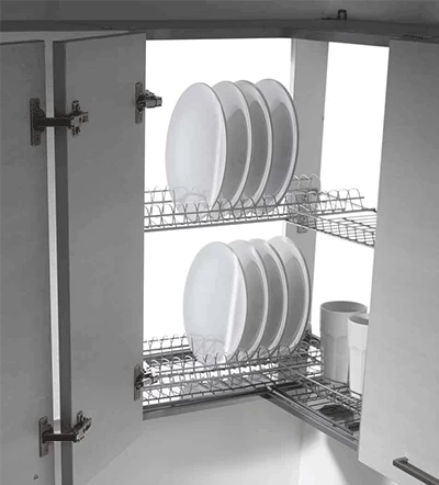 Сушка угловая, двухуровневая Inoxa Draining Racks 704  из нержавеющей стали.