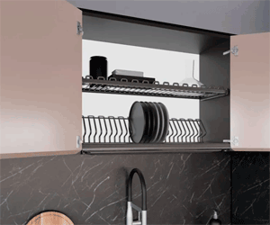Сушка для посуды в верхнюю базу Style Ellite Anthracite, с рамкой, оцинк. сталь, цвет антрацит, Inoxa (Италия).